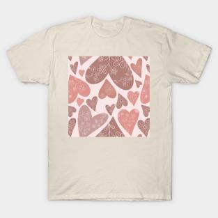 Boho Flowers Valentines Day Hearts T-Shirt